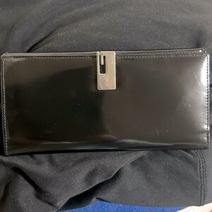 GUCCI WALLET- 7in x 3.5in- black glossy leather. Beautiful condition!